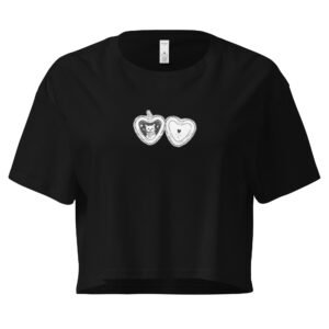 Cat Heart Locket Y2K Baby Tee | Romantic Kittycore Retro Cropped Top | Feral Love Meme Tee