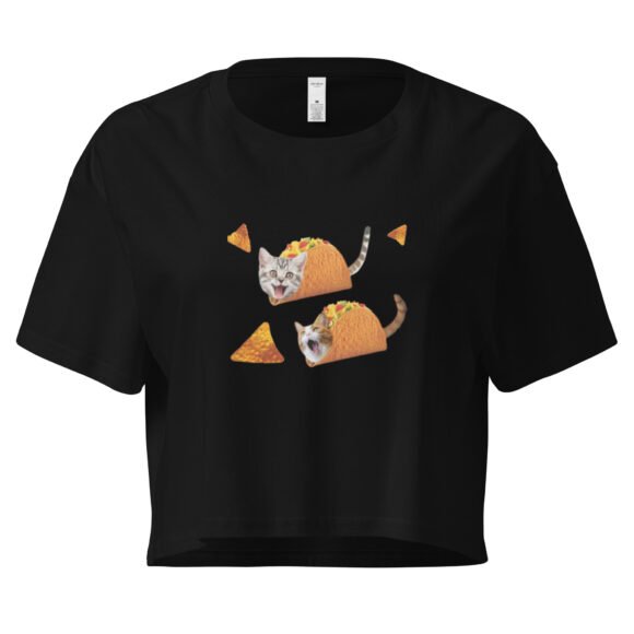 Catacos Y2K Baby Tee | Taco Tuesday Kitty Retro Cropped Top | Fast Food Animalcore Meme Tee - Image 2