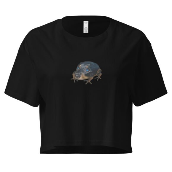 Frog-Dog Y2K Baby Tee | Amphibian Confusion Retro Cropped Top | WTF Animalcore Meme Tee - Image 2