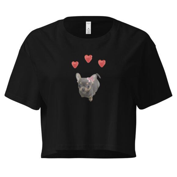 Lovely Heart Dog Y2K Baby Tee | Puppy Love Retro Cropped Top | Soft Dogcore Girl Meme Tee - Image 2