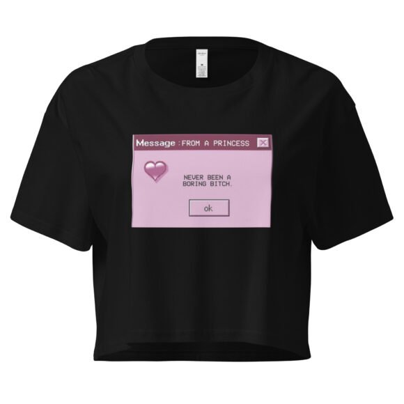 Never Been a Boring Bitch Message Box Y2K Baby Tee | Baddie Alert Retro Cropped Top | Alt-Girl Notification Meme Tee - Image 2
