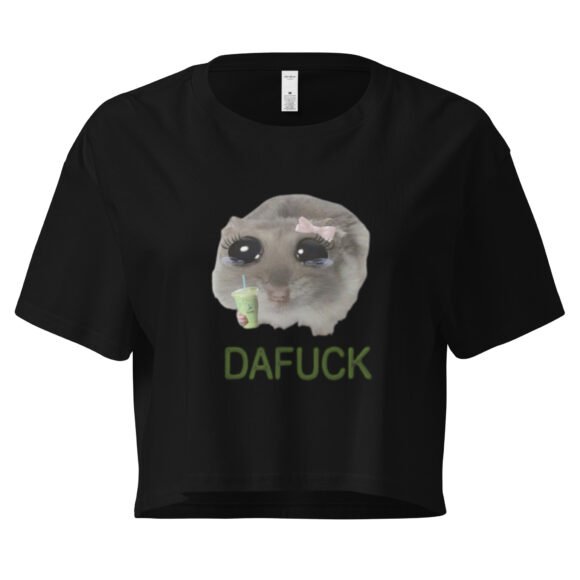 Dafuck Weeping Cat Y2K Baby Tee | Crying Feralcore Retro Cropped Top | Sad Kitty Girl Meme Tee - Image 2