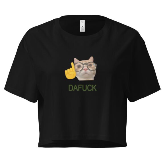 Dafuck Cat Y2K Baby Tee | Unbothered Kitten Retro Cropped Top | Confused Feline Vibes Meme Tee - Image 2