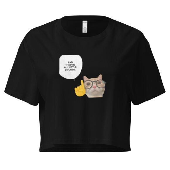 And Theyre Little Bitches Cat Y2K Baby Tee | Mean Catcore Retro Cropped Top | Feral Feminine Energy Meme Tee - Image 2