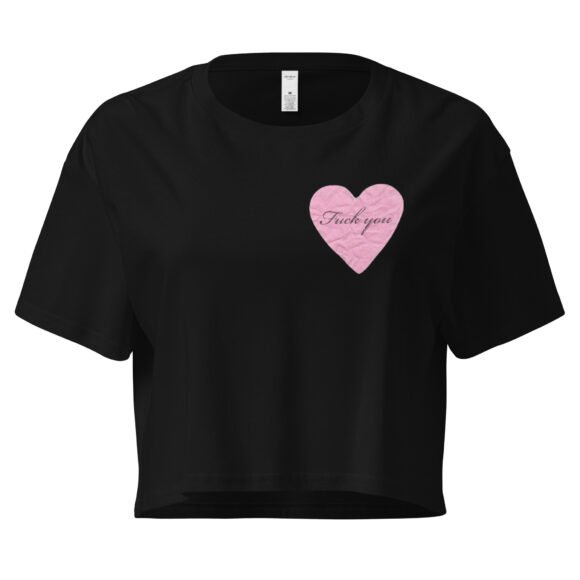 Fuck You Heart Y2K Baby Tee | Anti-Love Letter Retro Cropped Top | Brokenhearted Memecore Tee - Image 2