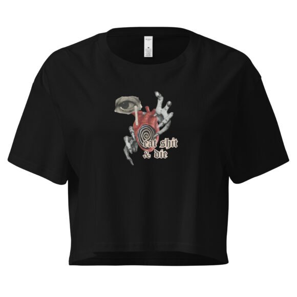 Eat Shit and Die Weirdcore Y2K Baby Tee | Surreal Rage Retro Cropped Top | Internetcore Kill Baddie Tee - Image 2