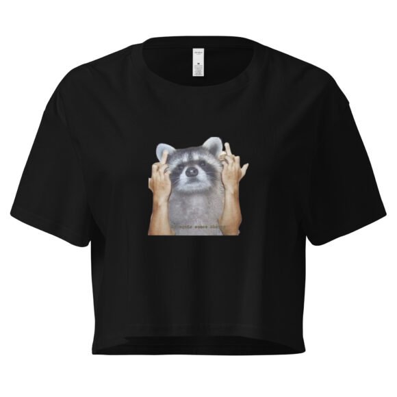 Fuck You Raccoon Y2K Baby Tee | Trash Animal Rage Retro Cropped Top | Angry Rodentcore Girl Tee - Image 2