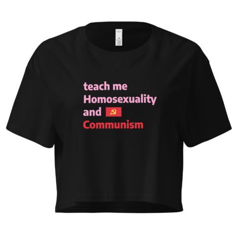 Teach Me Homosexuality and Communism Y2K Baby Tee | Gay Leftist Slut Retro Cropped Top | Educated and Horny Meme Tee