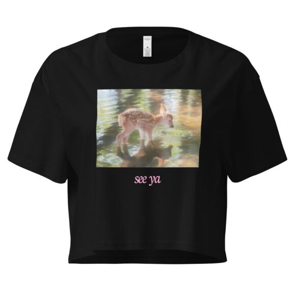 See Ya Deer Ethereal Dreamcore Y2K Baby Tee | Sad Girl in a Forest Retro Cropped Top | Softcore Cottage Baddie Tee - Image 2