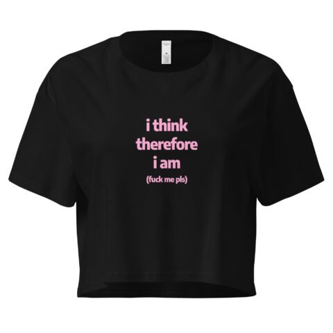 I Think Therefore I Am Y2K Baby Tee | Deep Thoughts Only Indie Girl Cropped Tee | Thinkcore Existential Tumblr Tee