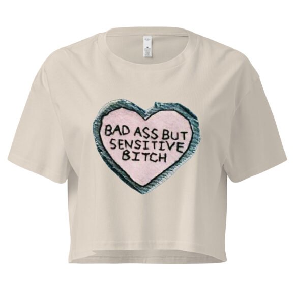 “Bad Ass But Sensitive Bitch” Y2K Baby Tee | Fitted Y2K Crop Top for Badass Soft Girls - Image 7