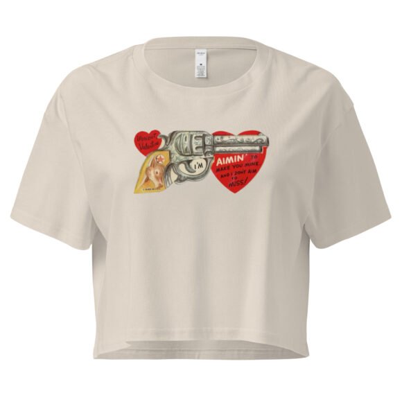 Gun and Heart Y2K Baby Tee | Softcore Violence Retro Cropped Top | Love and Rage Meme Tee - Image 7