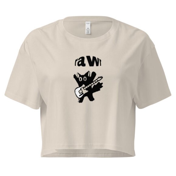 Rawr Rockstar Cat Y2K Baby Tee | Punk Kittycore Retro Cropped Top | Rockstar Meow Meme Tee - Image 5