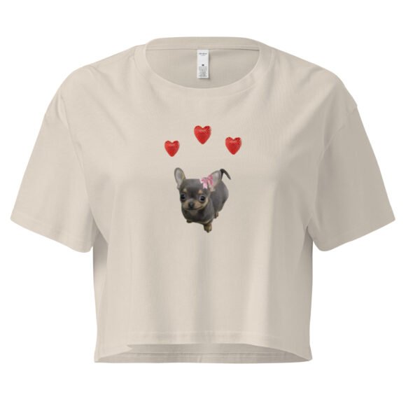 Lovely Heart Dog Y2K Baby Tee | Puppy Love Retro Cropped Top | Soft Dogcore Girl Meme Tee - Image 7