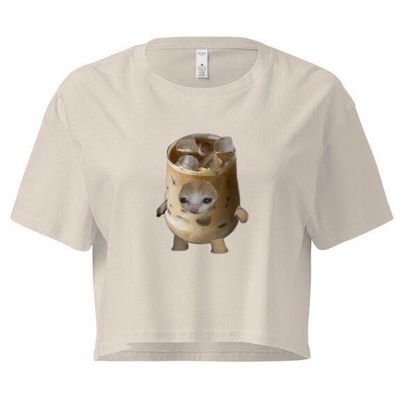 Coffee Cat Y2K Baby Tee | Hyper Kittycore Retro Cropped Top | Caffeinated Slut Meme Tee - Image 7
