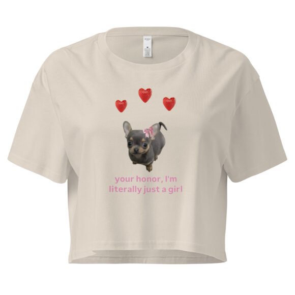 Your Honor I Am Just a Girl Dog Y2K Baby Tee | Puppycore Princess Retro Cropped Top | Loyal Bimbo Meme Tee - Image 7