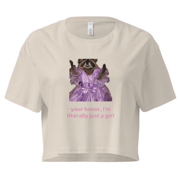 Your Honor I Am Just a Girl Raccoon Y2K Baby Tee | Trash Baby Retro Cropped Top | Rodentcore Slut Meme Tee - Image 7