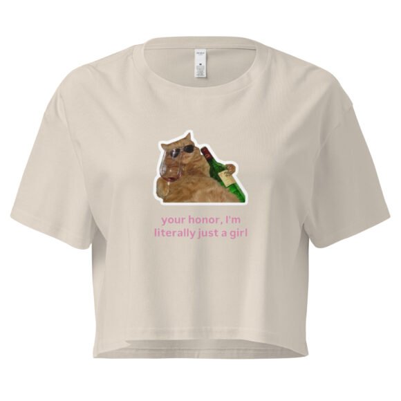 Your Honor I Am Just a Girl Cat Drinking Wine Y2K Baby Tee | Drunk Kittycore Retro Cropped Top | Legal Bimbo Vibes Meme Tee - Image 7