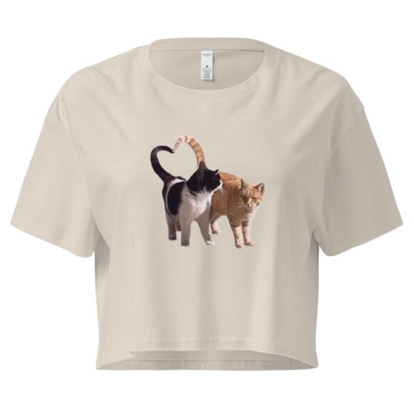 Heart Tail Cats Y2K Baby Tee | Romantic Catcore Retro Cropped Top | Soft Bimbo Cat Girl Meme Tee - Image 7