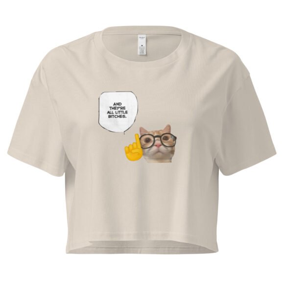 And Theyre Little Bitches Cat Y2K Baby Tee | Mean Catcore Retro Cropped Top | Feral Feminine Energy Meme Tee - Image 6