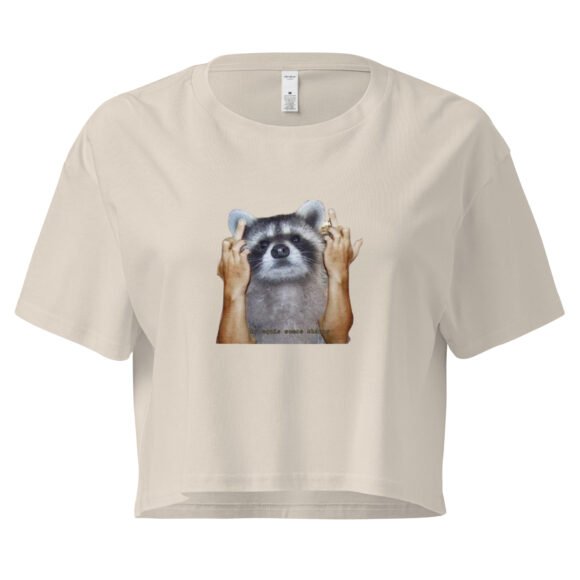 Fuck You Raccoon Y2K Baby Tee | Trash Animal Rage Retro Cropped Top | Angry Rodentcore Girl Tee - Image 7