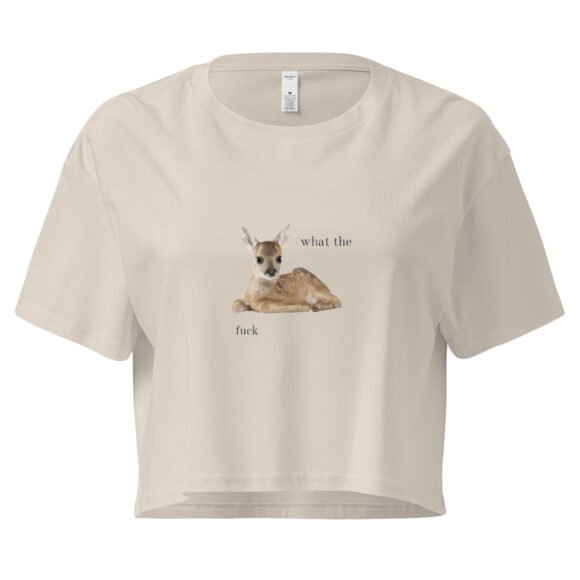 What the Fuck Deer Y2K Baby Tee | Surrealist Forestcore Retro Cropped Top | Weird Animal Meme Girl Tee - Image 7