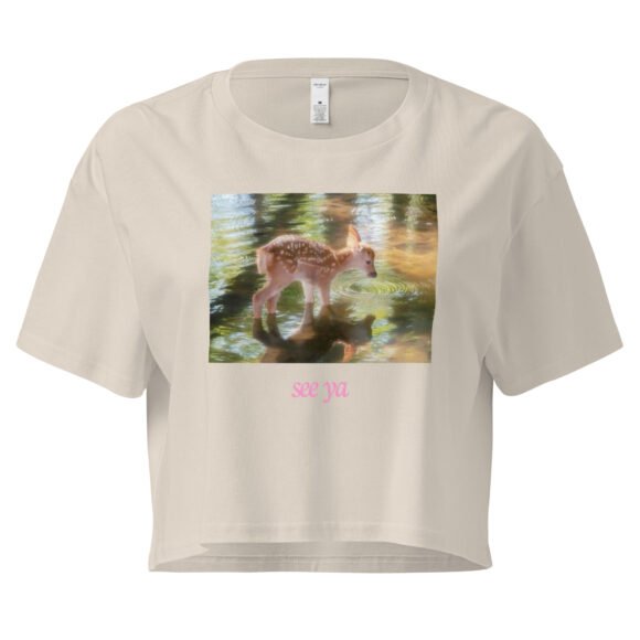 See Ya Deer Ethereal Dreamcore Y2K Baby Tee | Sad Girl in a Forest Retro Cropped Top | Softcore Cottage Baddie Tee - Image 7