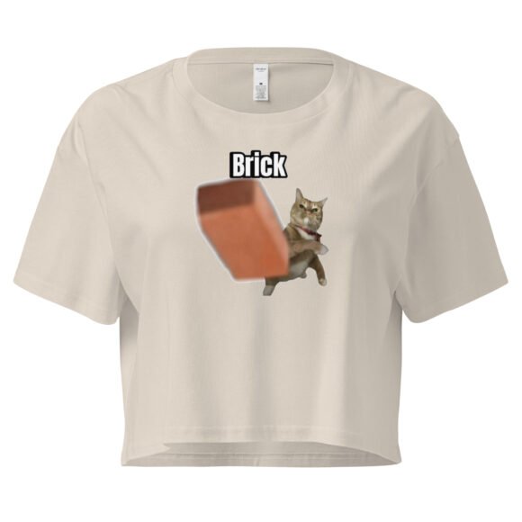 Brick Throwing Cat Meme Baby Tee | Throw Bricks Not Fits Y2K Cropped Top | Chaotic Catcore Alt-Girl Tee - Image 7