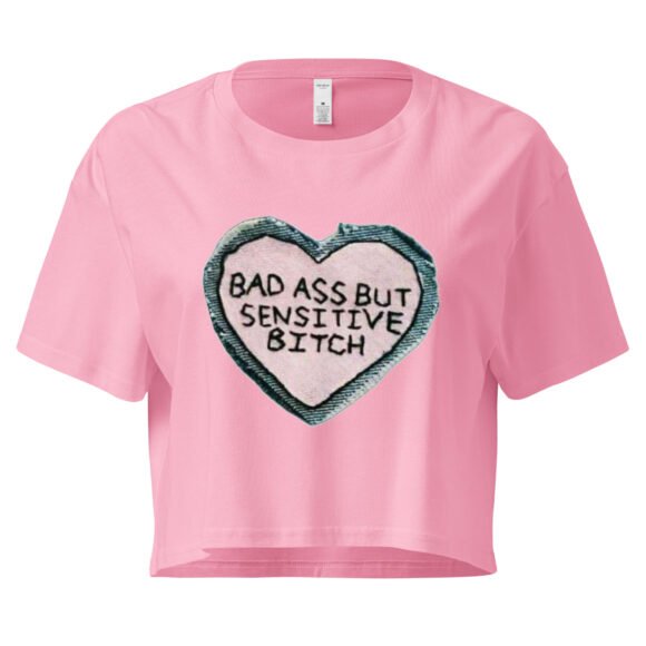 “Bad Ass But Sensitive Bitch” Y2K Baby Tee | Fitted Y2K Crop Top for Badass Soft Girls - Image 5