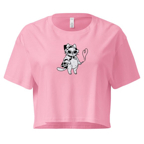 Cool Cat Lady Y2K Baby Tee | Feline Feminine Retro Cropped Top | Alt Auntie Meme Tee - Image 5