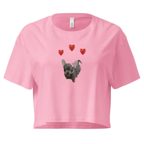 Lovely Heart Dog Y2K Baby Tee | Puppy Love Retro Cropped Top | Soft Dogcore Girl Meme Tee - Image 5