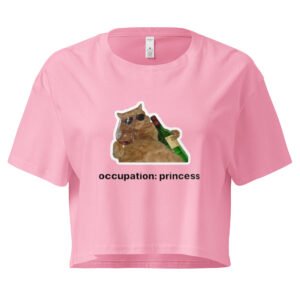 Occupation Princess Drinking Cat Y2K Baby Tee | Royal Kittycore Retro Cropped Top | Wine Mom Alt Meme Tee