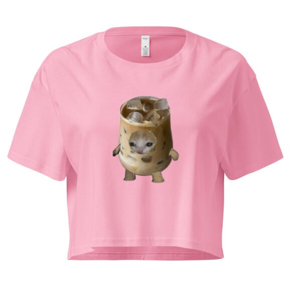 Coffee Cat Y2K Baby Tee | Hyper Kittycore Retro Cropped Top | Caffeinated Slut Meme Tee - Image 5
