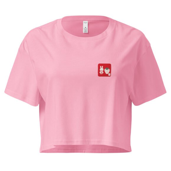 Little Bunny Strawberry Y2K Baby Tee | Sweet Rodentcore Retro Cropped Top | Soft Bunny Bimbo Meme Tee - Image 5