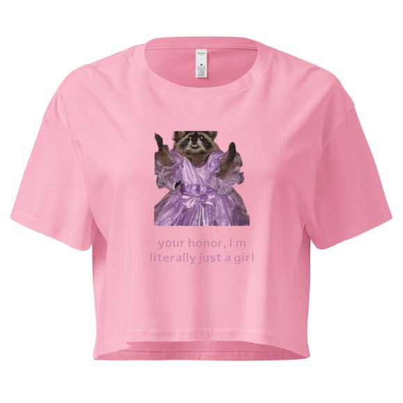Your Honor I Am Just a Girl Raccoon Y2K Baby Tee | Trash Baby Retro Cropped Top | Rodentcore Slut Meme Tee - Image 5