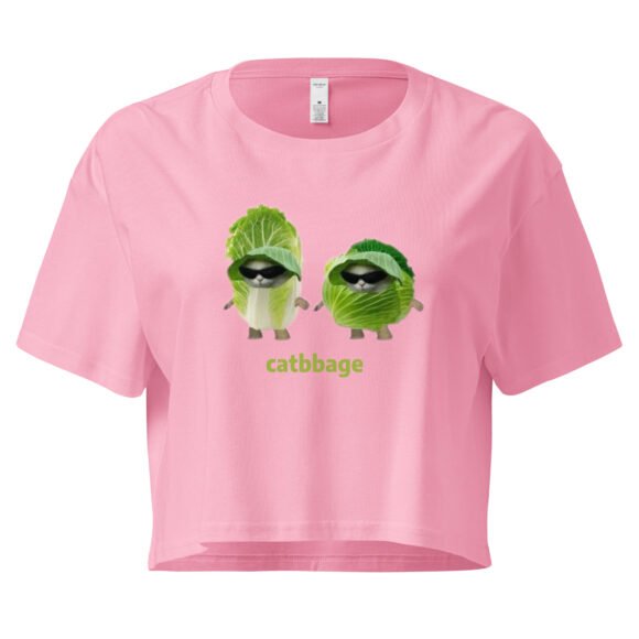 Catbbage Y2K Baby Tee | Kitty Lettucecore Retro Cropped Top | Surreal Feral Meme Tee - Image 5