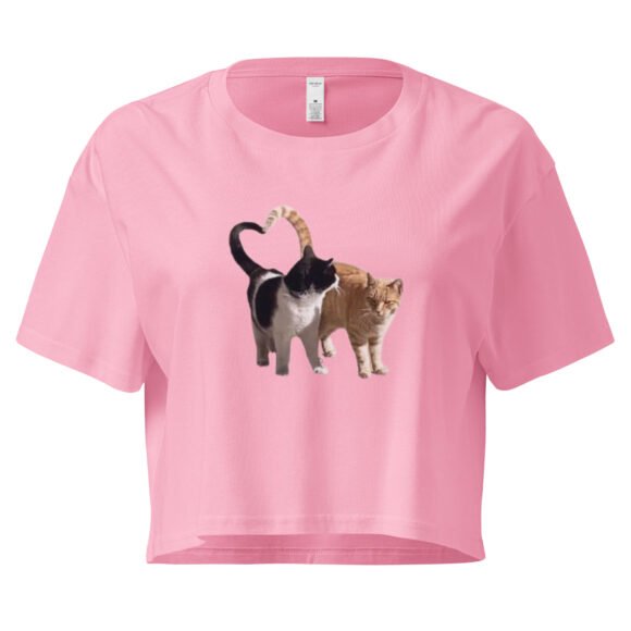Heart Tail Cats Y2K Baby Tee | Romantic Catcore Retro Cropped Top | Soft Bimbo Cat Girl Meme Tee - Image 5
