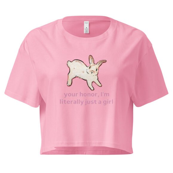 Your Honor I Am Just a Girl Bunny Y2K Baby Tee | Bunnycore Court Statement Retro Cropped Top | Legal Bimbo Meme Tee - Image 5