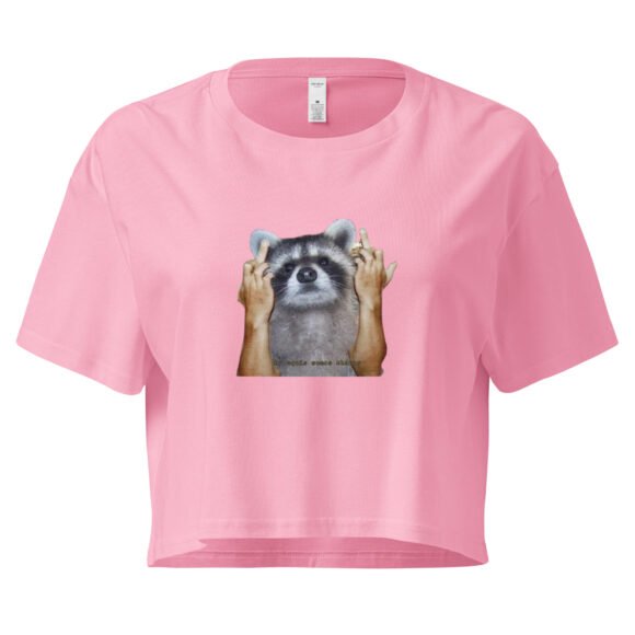 Fuck You Raccoon Y2K Baby Tee | Trash Animal Rage Retro Cropped Top | Angry Rodentcore Girl Tee - Image 5