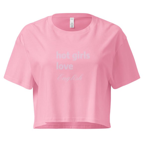 Hot Girls Love English Y2K Baby Tee | Grammar Slut Retro Cropped Top | Nerdy Bimbo Energy Meme Tee - Image 4