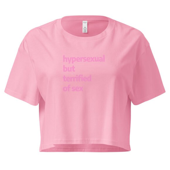 Hypersexual But Terrified of Sex Y2K Baby Tee | Paradox Slut Retro Cropped Top | Nervous Horny Energy Tee - Image 4
