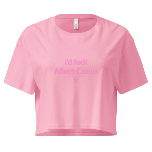 Id Fuck Albert Camus Y2K Baby Tee | French Existentialist Slut Retro Cropped Top | Camus Is Hotcore Tee - Image 5