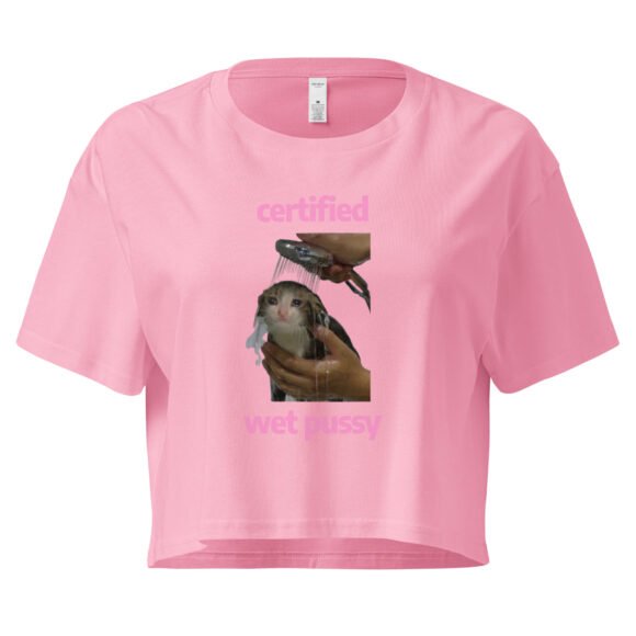 Certified Wet Pussy Y2K Baby Tee | Extra Juicy Bimbo Retro Cropped Top | Hydrated Slutcore Meme Tee - Image 4