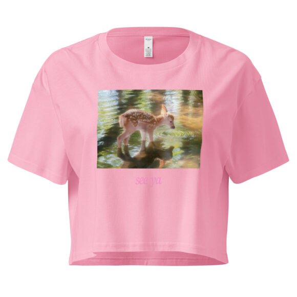 See Ya Deer Ethereal Dreamcore Y2K Baby Tee | Sad Girl in a Forest Retro Cropped Top | Softcore Cottage Baddie Tee - Image 5