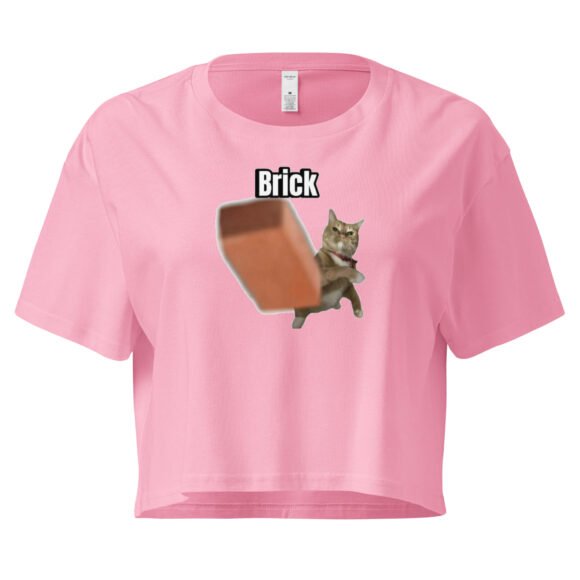 Brick Throwing Cat Meme Baby Tee | Throw Bricks Not Fits Y2K Cropped Top | Chaotic Catcore Alt-Girl Tee - Image 5
