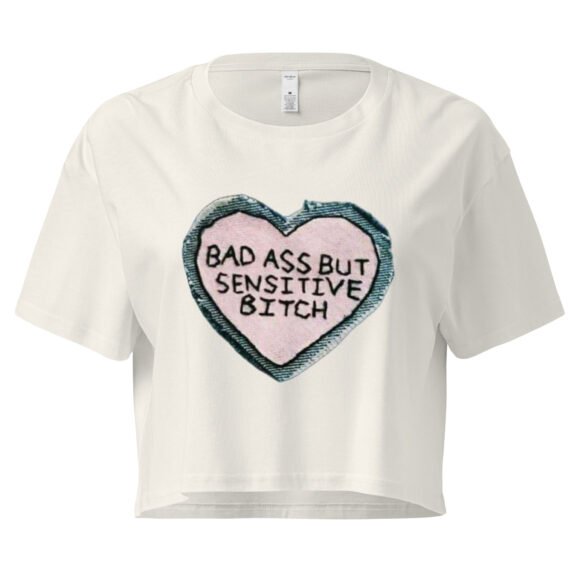 “Bad Ass But Sensitive Bitch” Y2K Baby Tee | Fitted Y2K Crop Top for Badass Soft Girls - Image 10