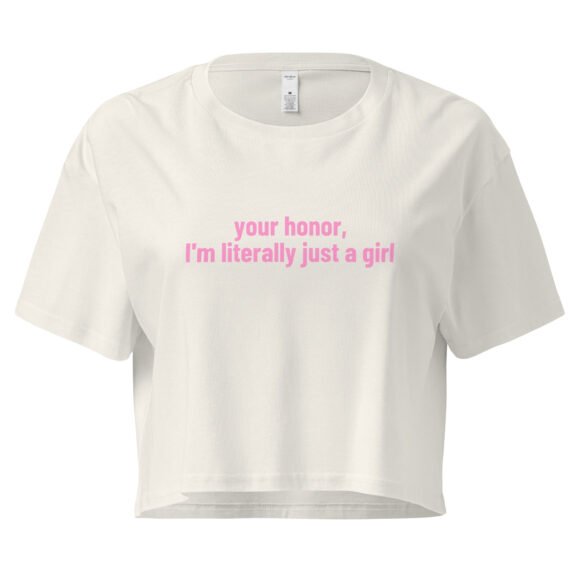 Your Honor I Am Litereally Just a Girl Y2K Baby Tee | Legal Bimbocore Retro Cropped Top | Courtroom Slut Meme Tee - Image 10