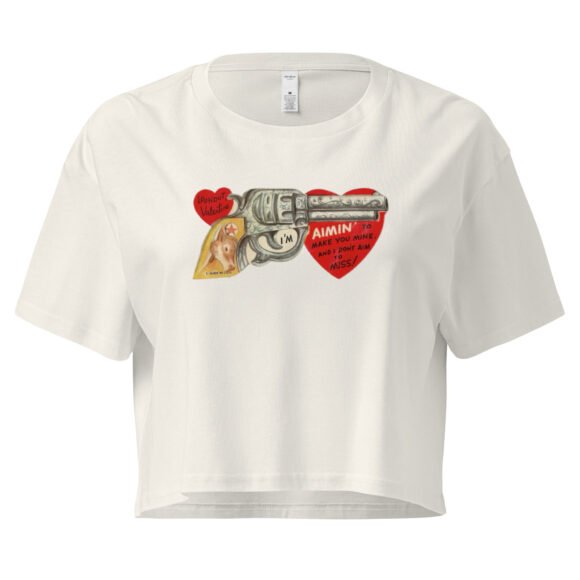 Gun and Heart Y2K Baby Tee | Softcore Violence Retro Cropped Top | Love and Rage Meme Tee - Image 10