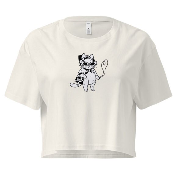 Cool Cat Lady Y2K Baby Tee | Feline Feminine Retro Cropped Top | Alt Auntie Meme Tee - Image 10