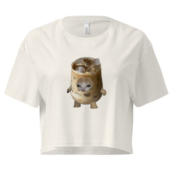 Coffee Cat Y2K Baby Tee | Hyper Kittycore Retro Cropped Top | Caffeinated Slut Meme Tee - Image 10